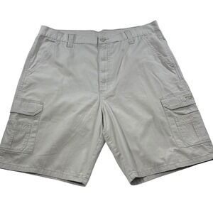 Wrangler Authentic Issue Mens Tan Khaki Cotton Cargo Shorts 38 Casual Relaxed